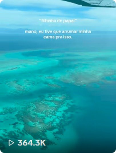 Cena de viagem no feed da Cristal
